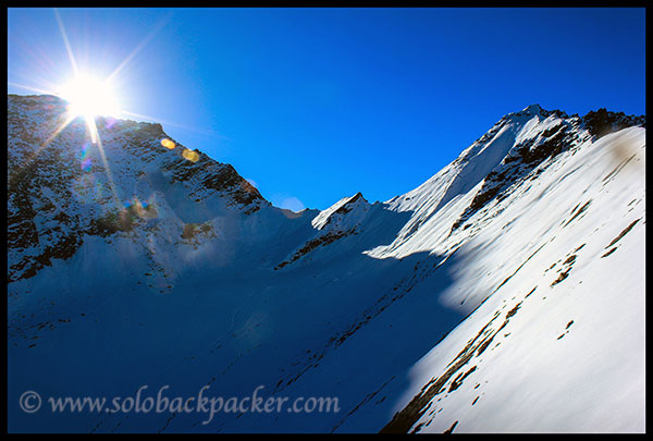 Sunrise as seen from Junargali Pass