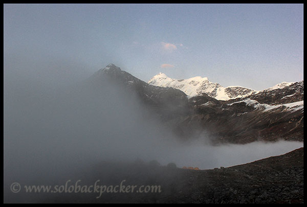 Clouds covering the peaks 