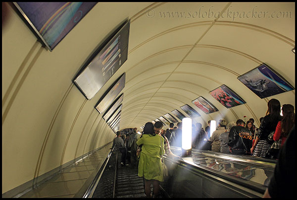 Escalator at Oktyabrskaya Metro Station