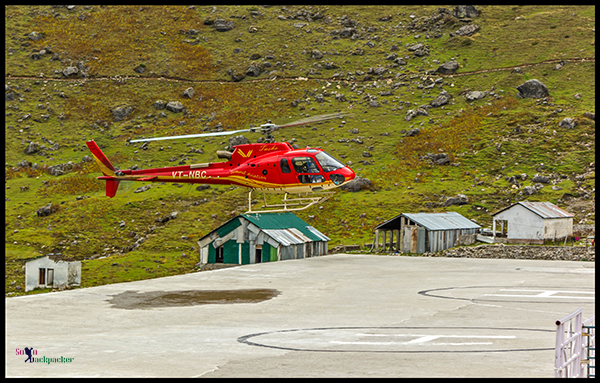 One Helicopter Landing at Kedarnath Helipad