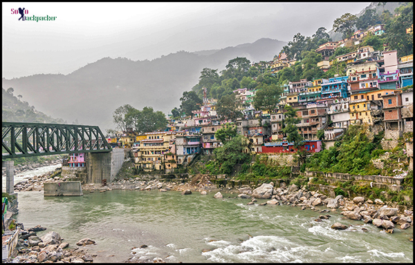 View of Karnaprayag Town on the bank of Pindar River