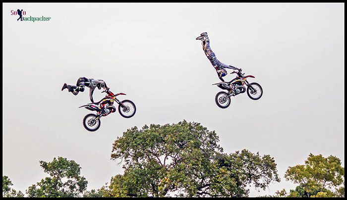 Two riders performing together at the event