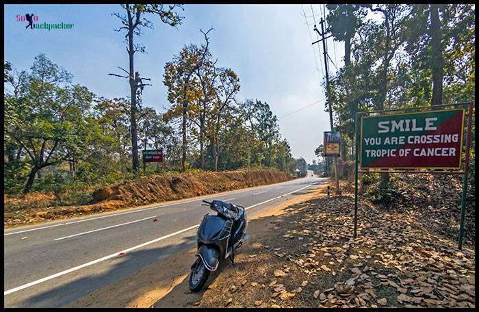 Crossing Tropic of Cancer on NH 8 in Tripura 