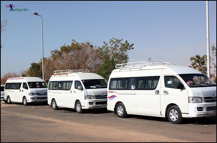 Vehicle Convoy parked at Abu Simbel