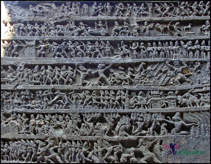 Scene of Ramayana at Kailasa Temple