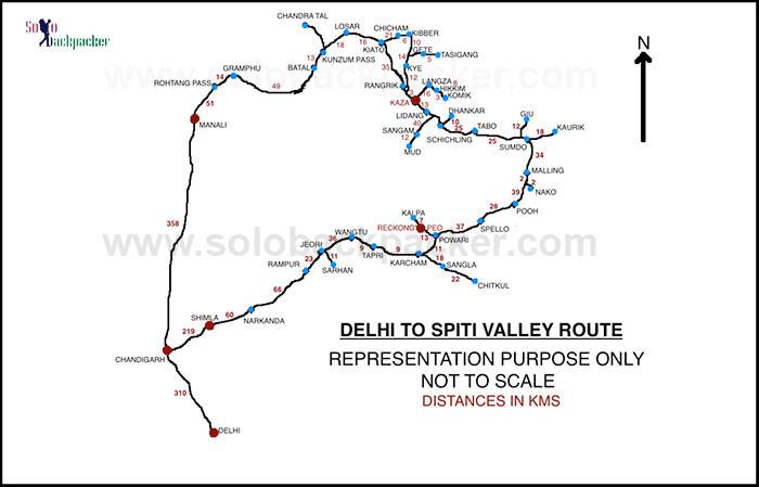 Road Map Spiti Valley