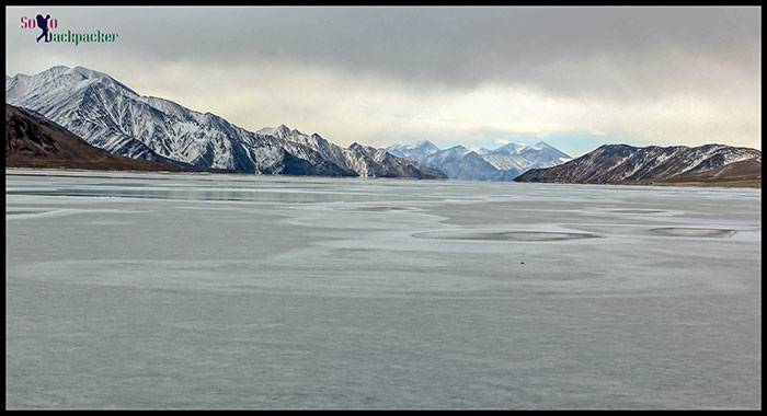 Frozen Pangong Tso in Winter