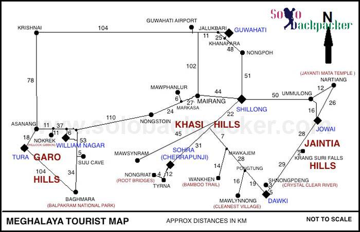 Meghalaya Tourist Map