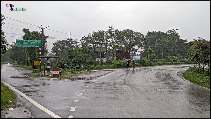 Tri-junction leading to airport and Lohitpur Village